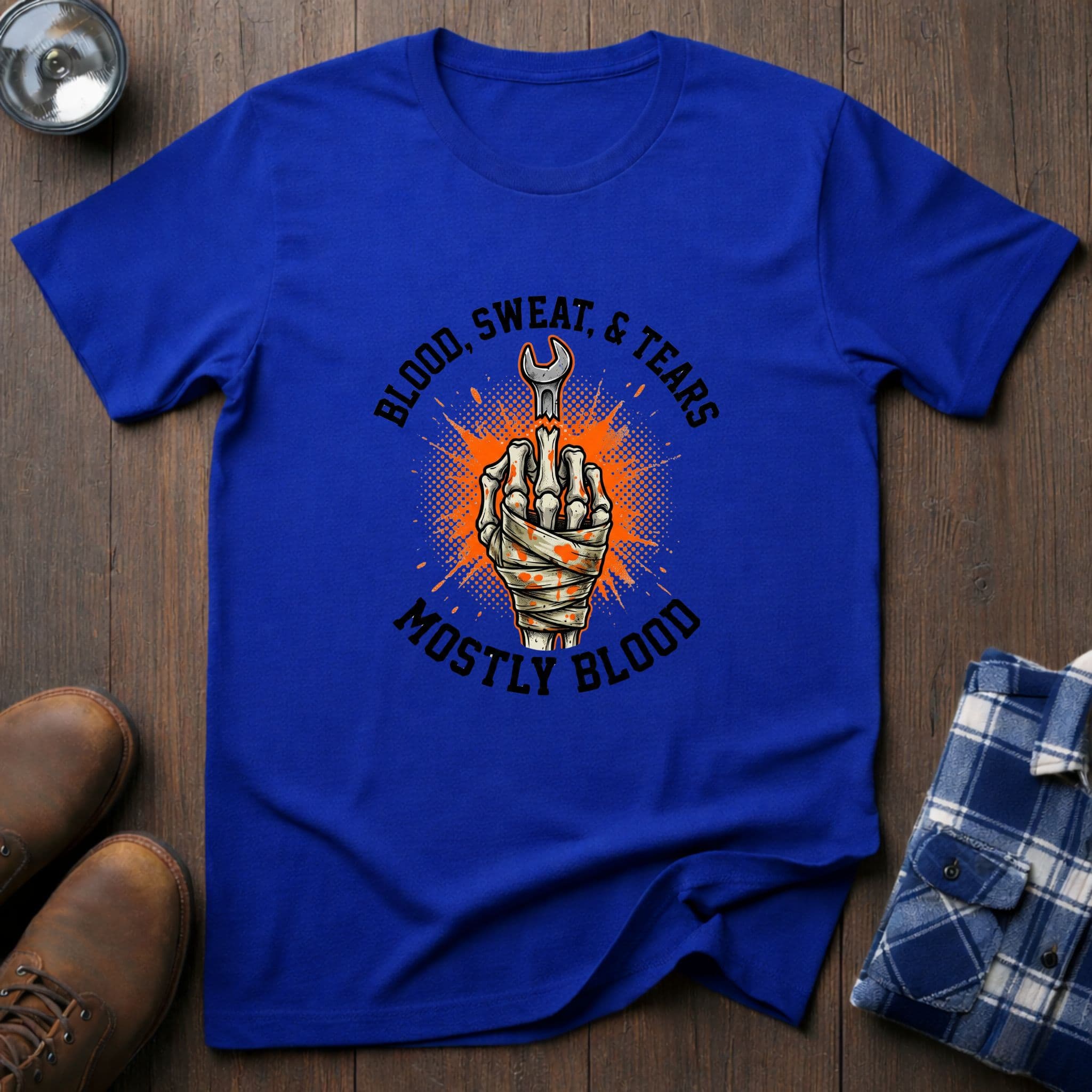 Blood, Sweat & Tears, tradesman T-shirt in Royal
