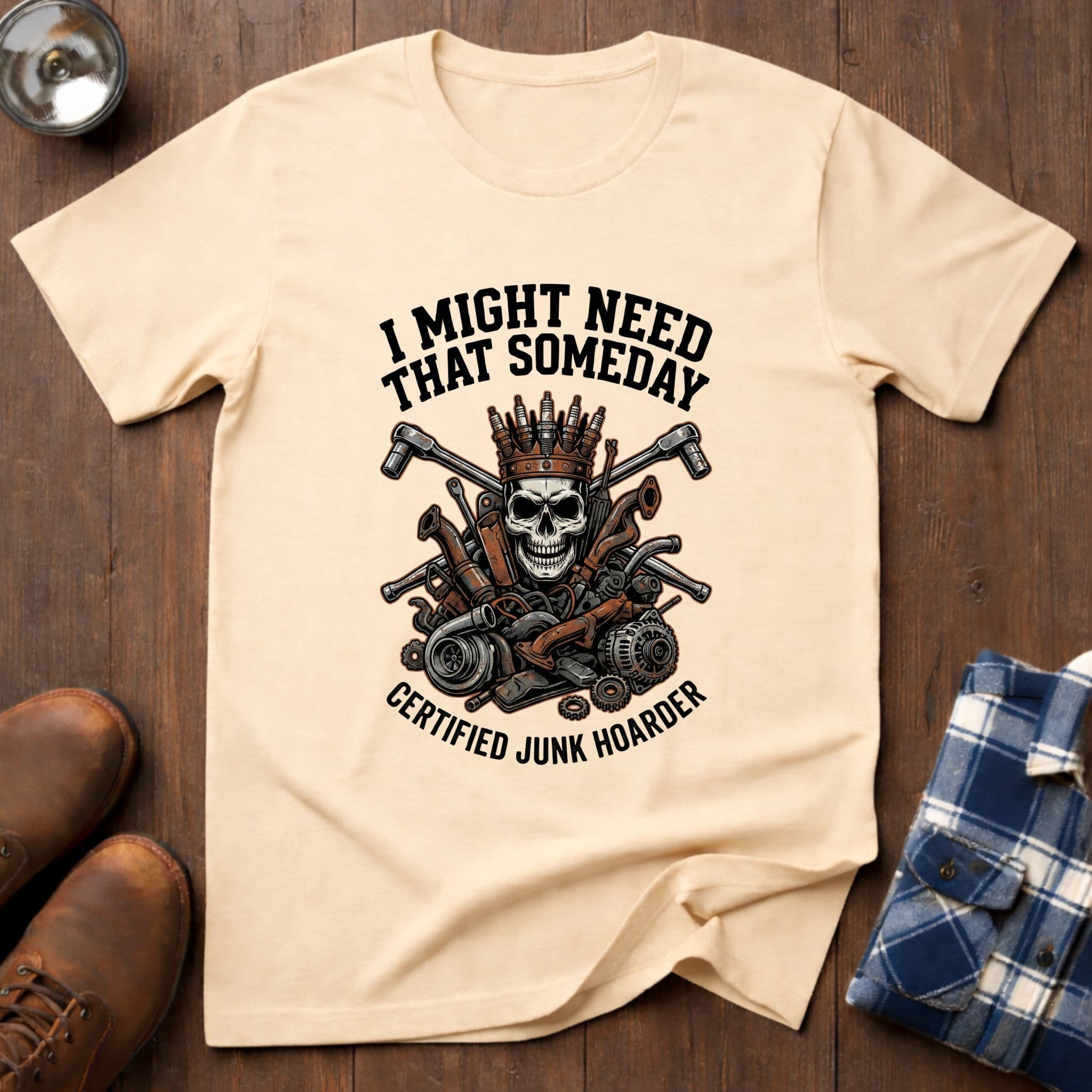 Certified Junk Hoarder, funny workshop T-shirt