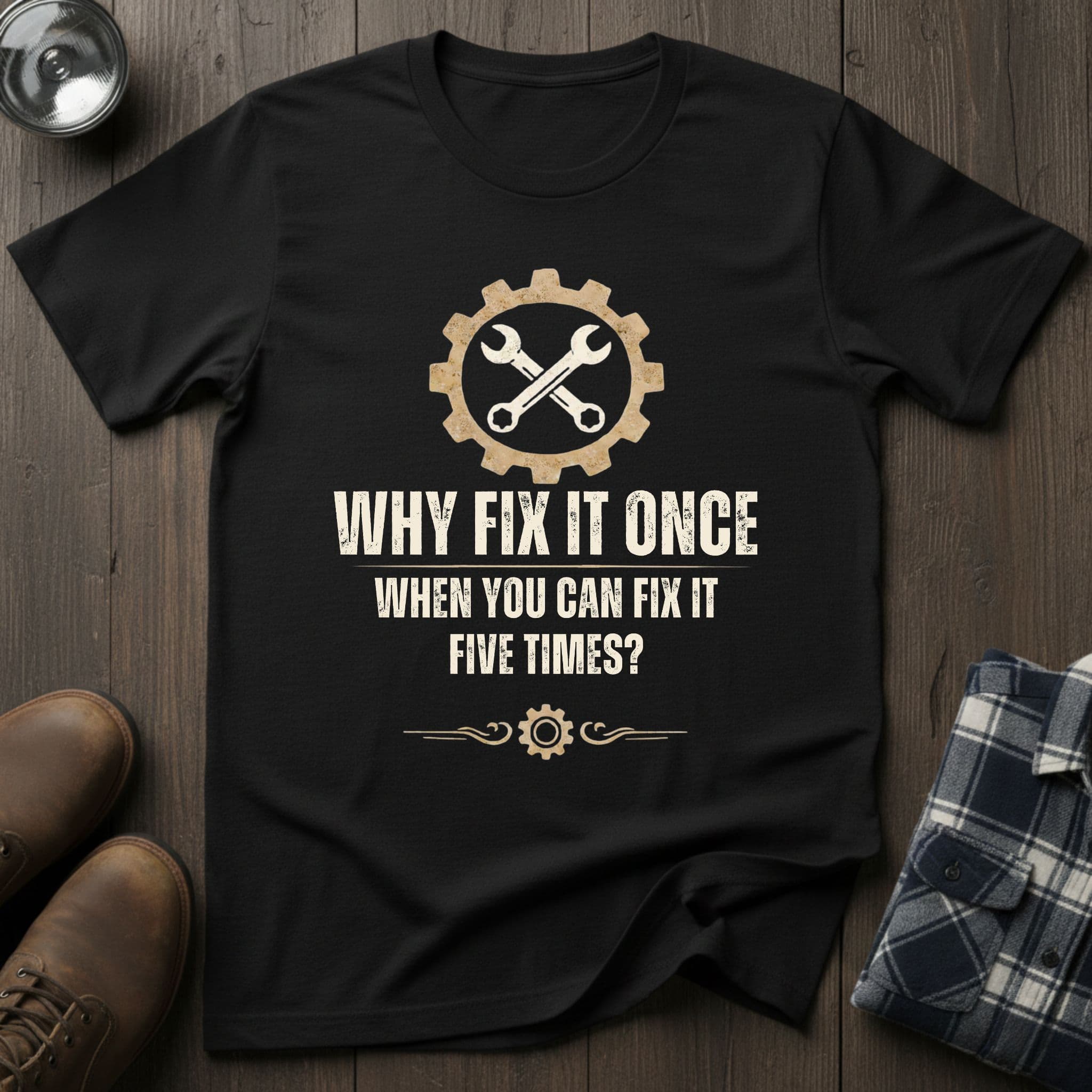 Why fix it once, funny handyman T-shirt