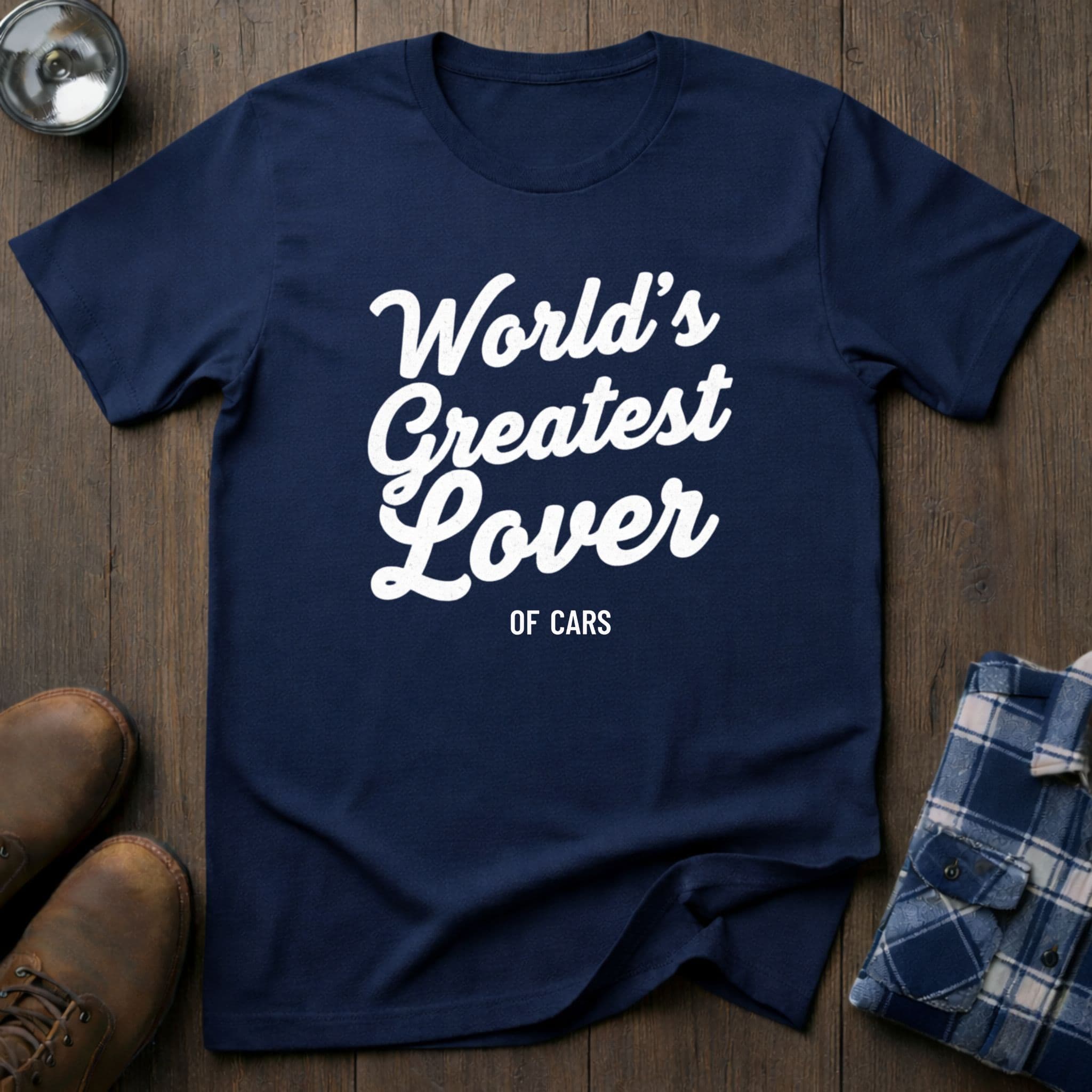 World's Greatest Lover - of cars, funny car guy T-shirt in Navy