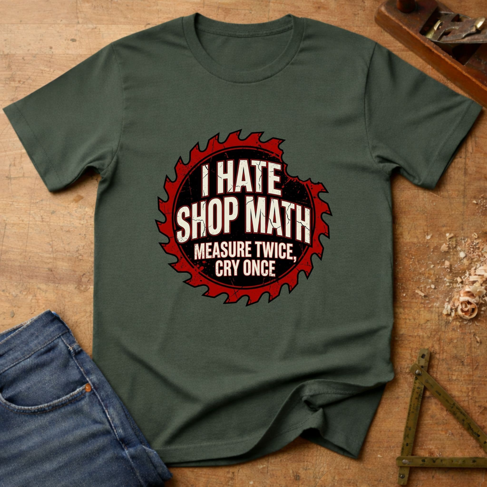 I hate shop math, funny woodworking T-shirt