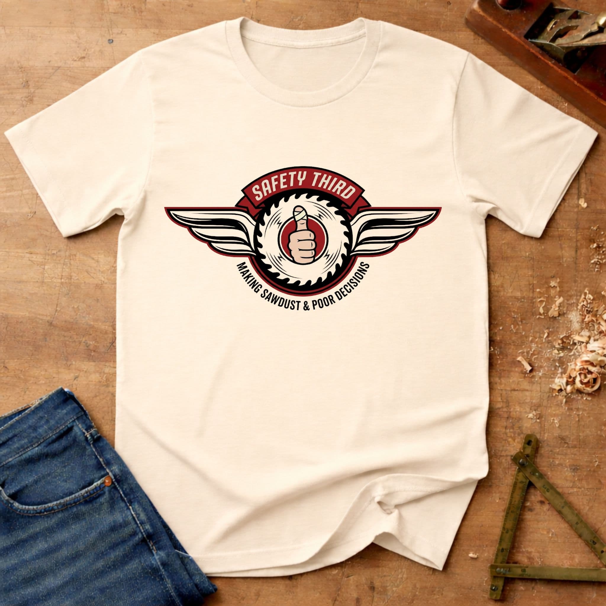 Safety Third light, funny tradesman T-shirt