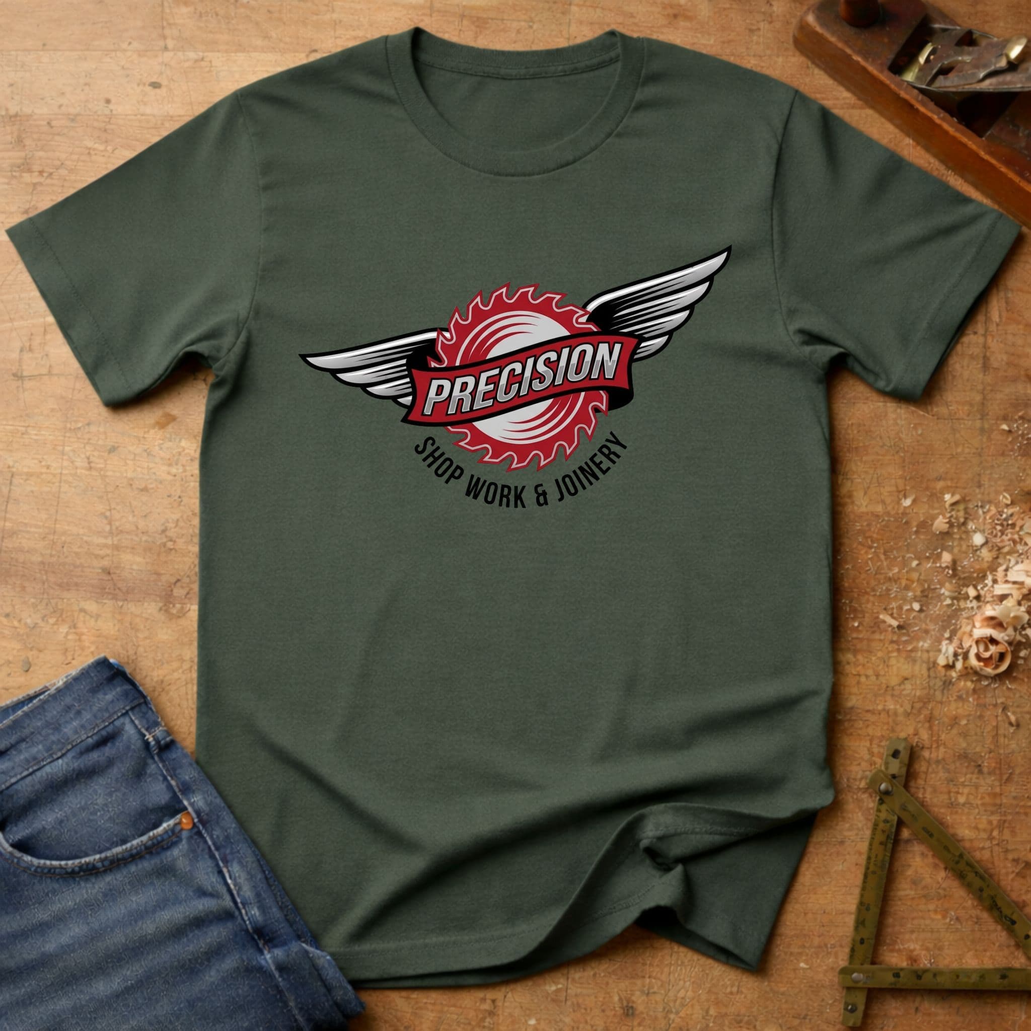 Precision Shop Work, woodworking T-shirt