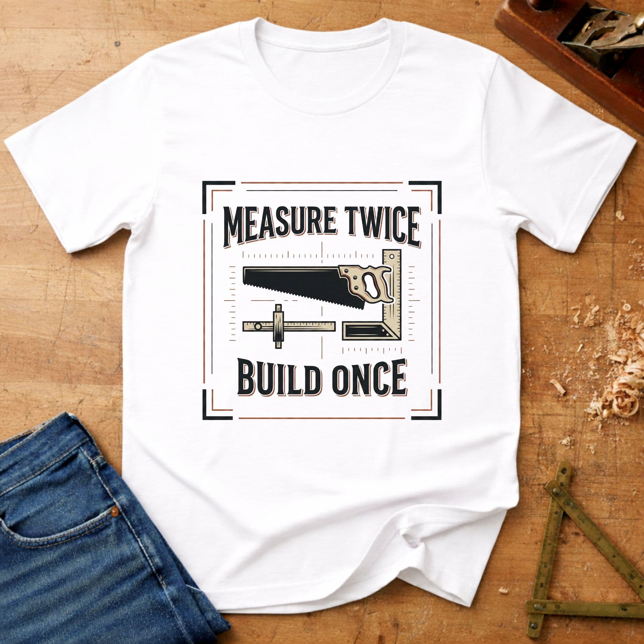 Measure Twice - Build Once, woodworking T-shirt