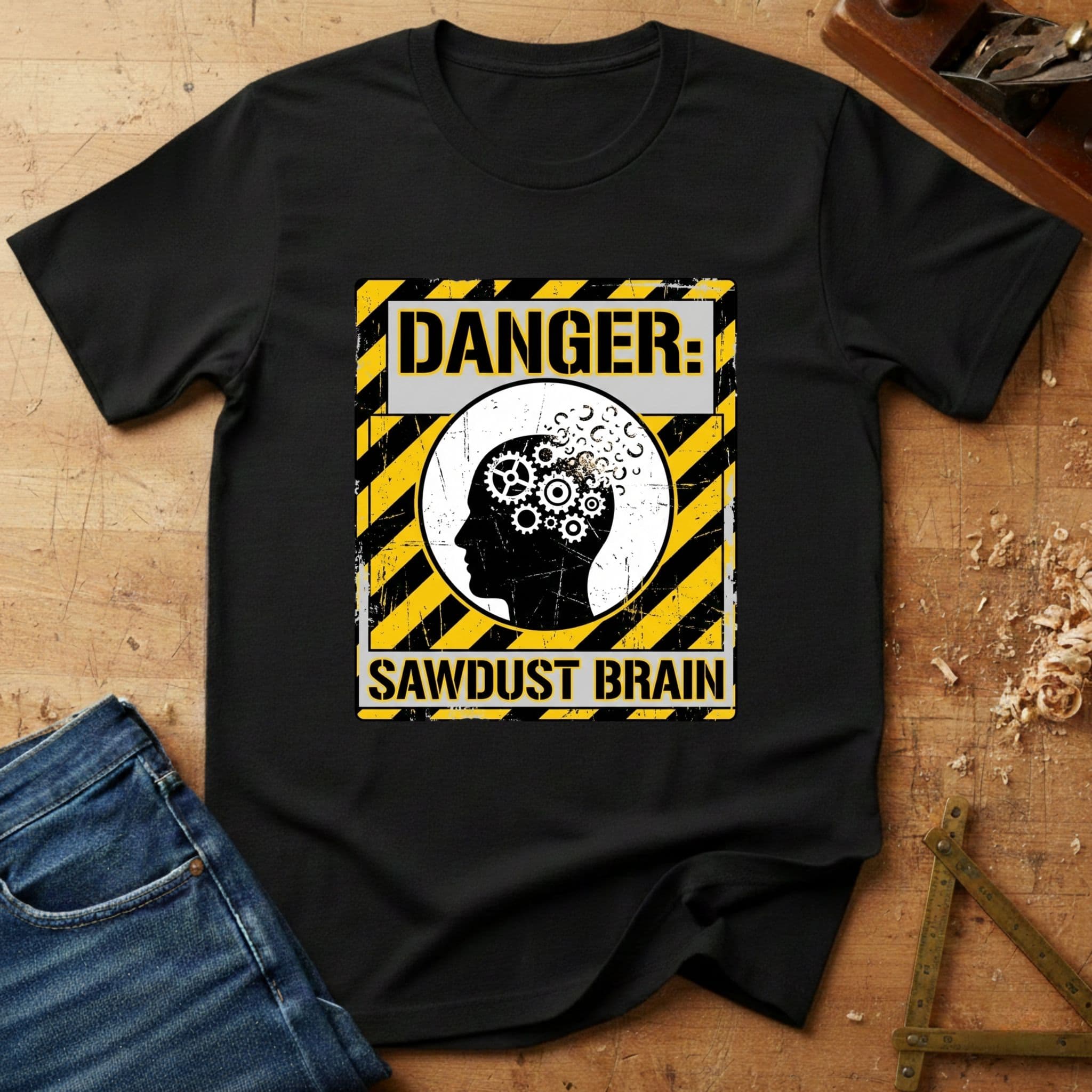 Sawdust Brain, funny woodworking T-shirt