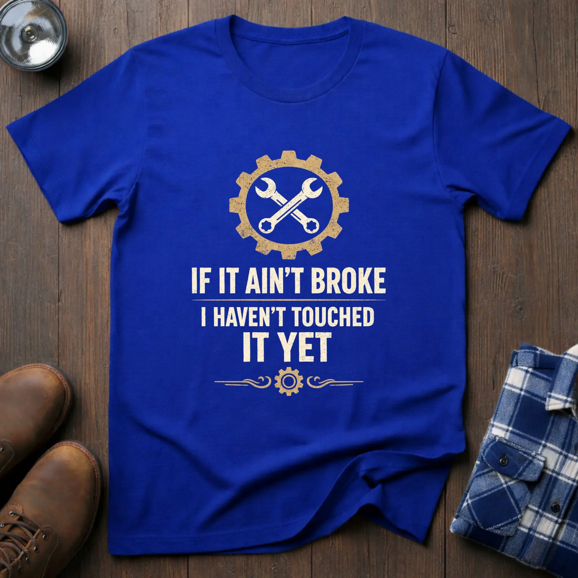 If it ain't broke, funny handyman T-shirt in Royal