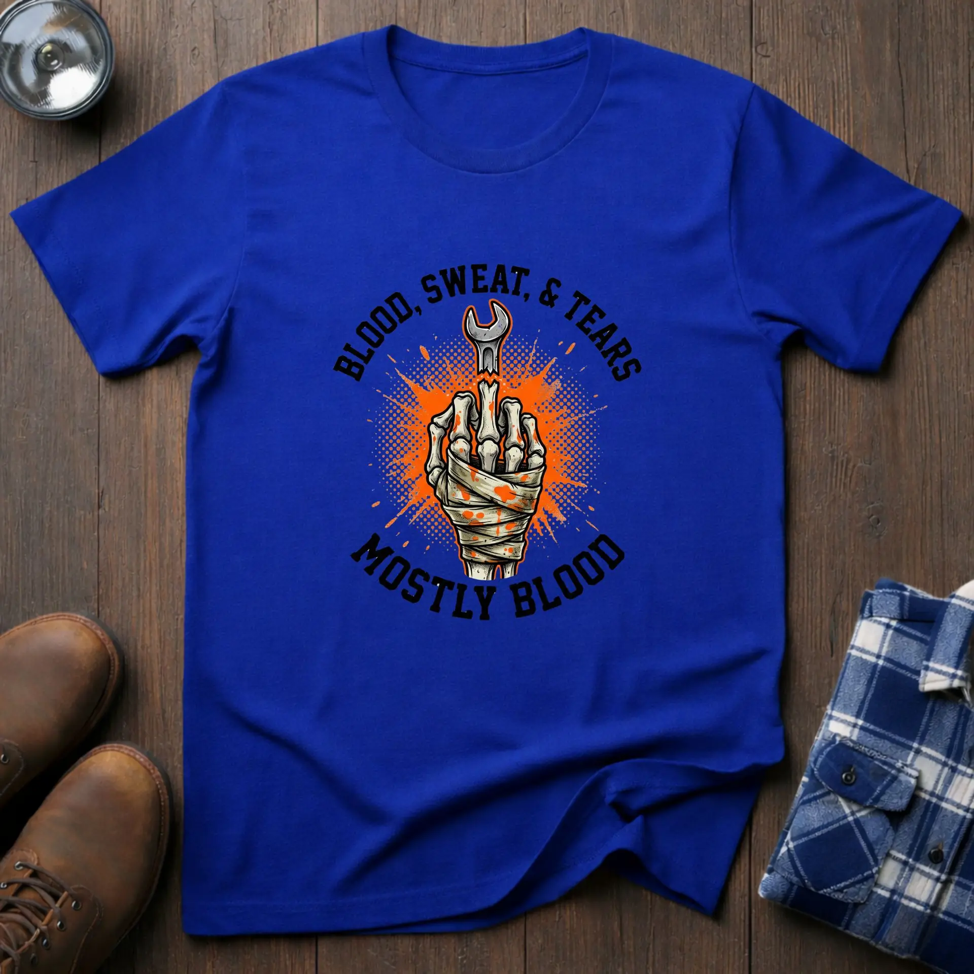 Blood, Sweat & Tears, tradesman T-shirt in Royal