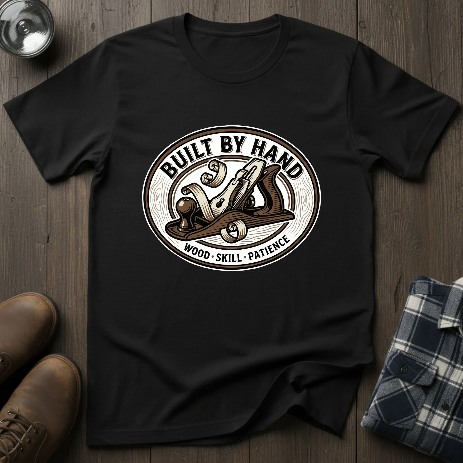 Built By Hand, woodworking T-shirt