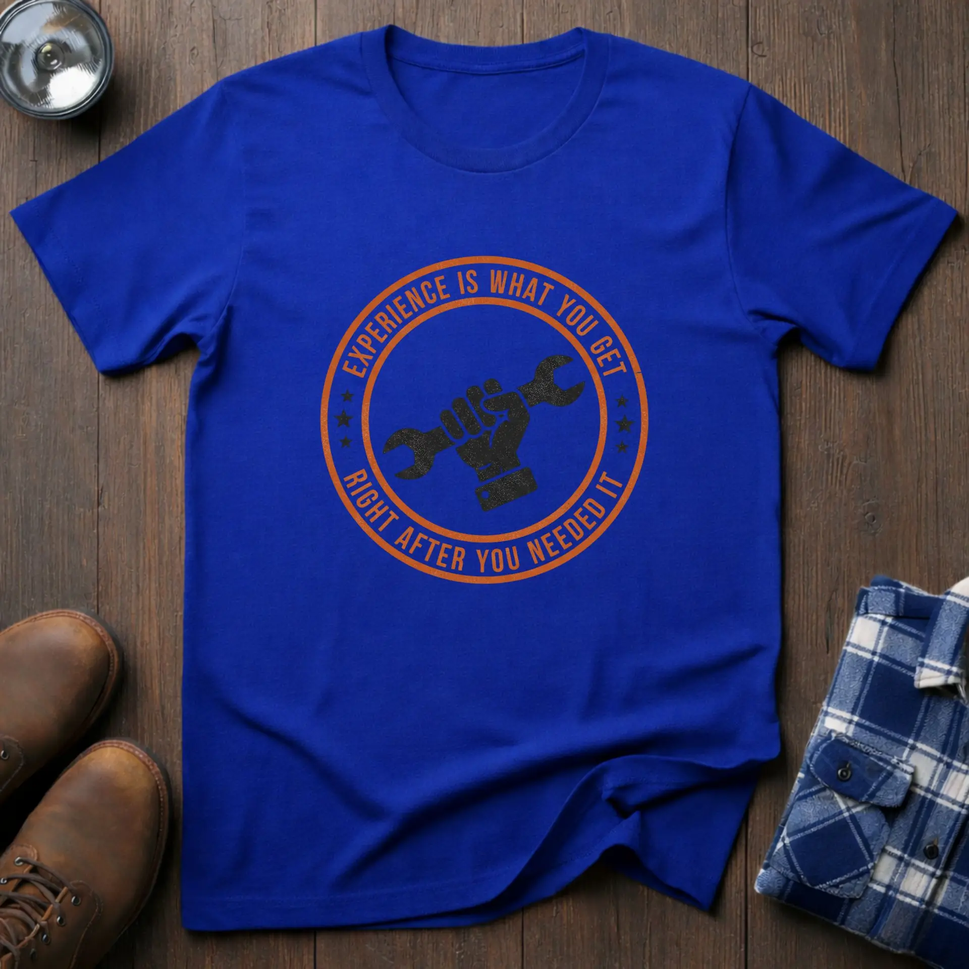 Experience is what you get, tradesman T-shirt in Royal