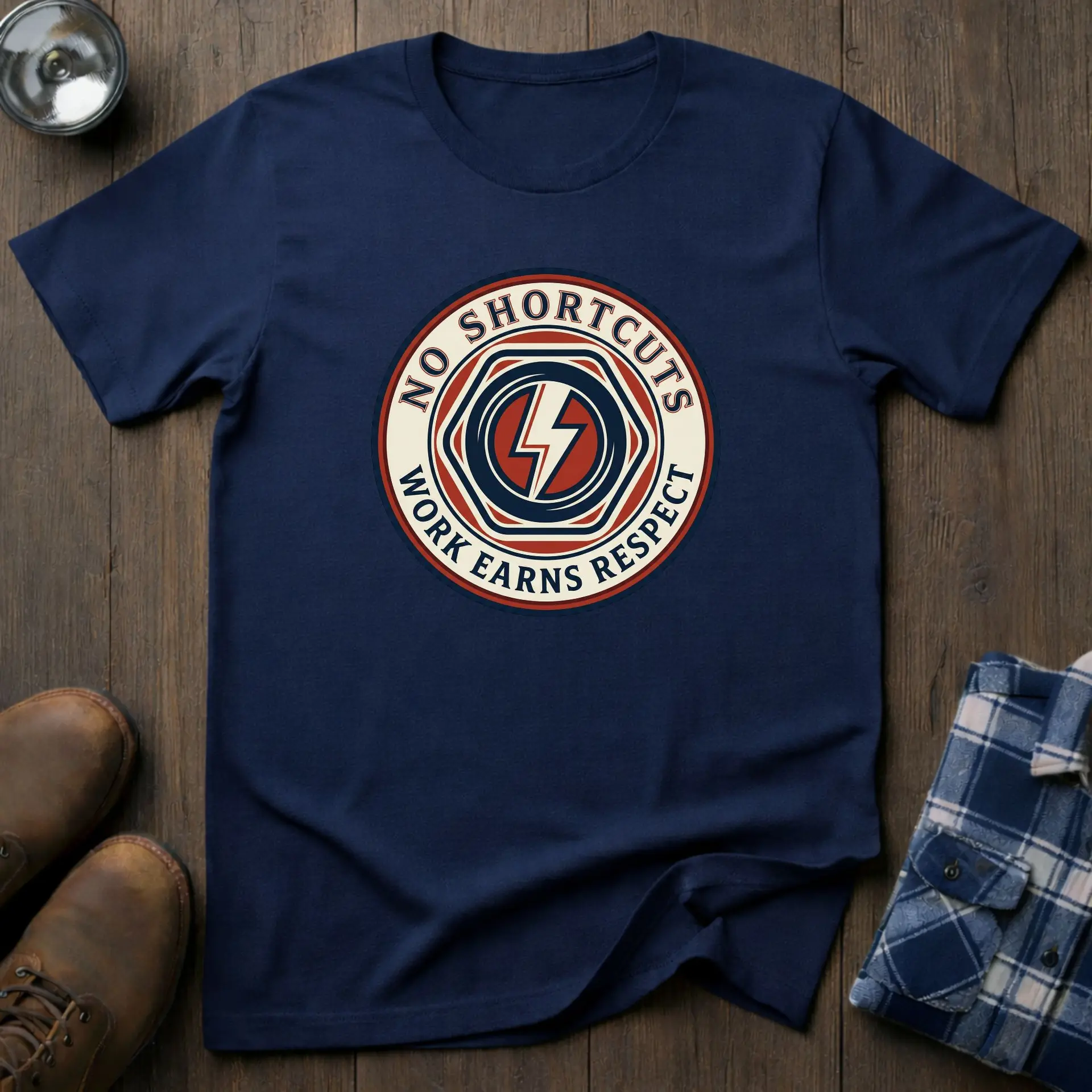 No Shortcuts, workshop T-shirt in Navy