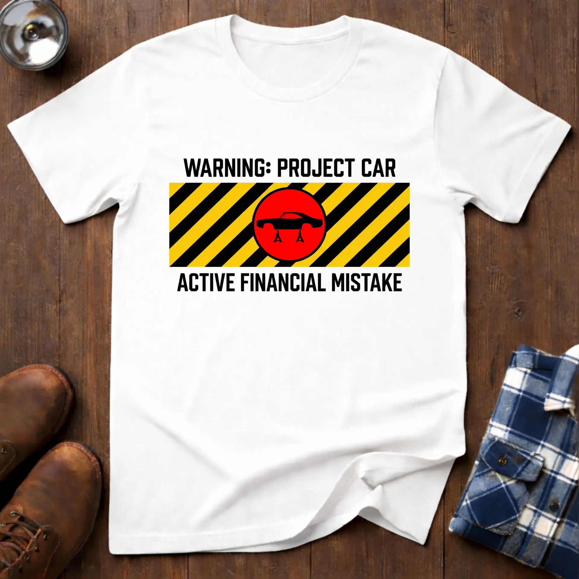 Warning - project car, funny car guy T-shirt in White