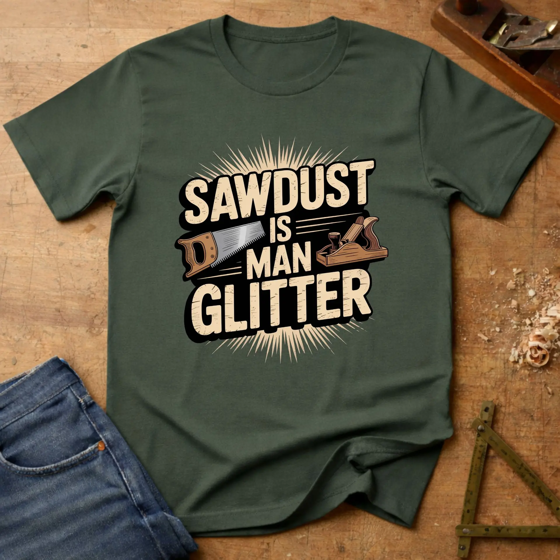 Sawdust Is Man Glitter – Saw and Plane Edition, funny woodworking T-shirt