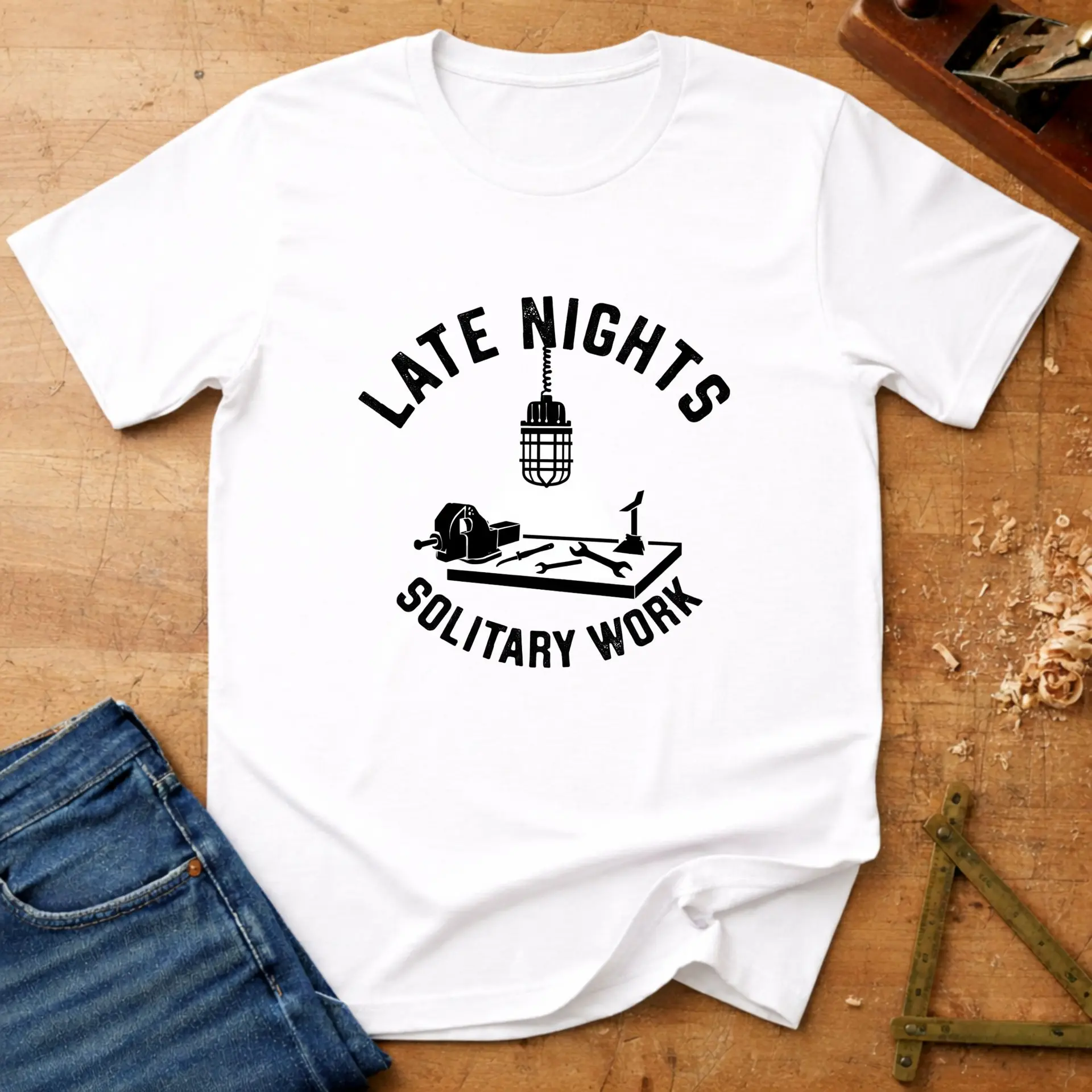 Late nights, workshop T-shirt in White
