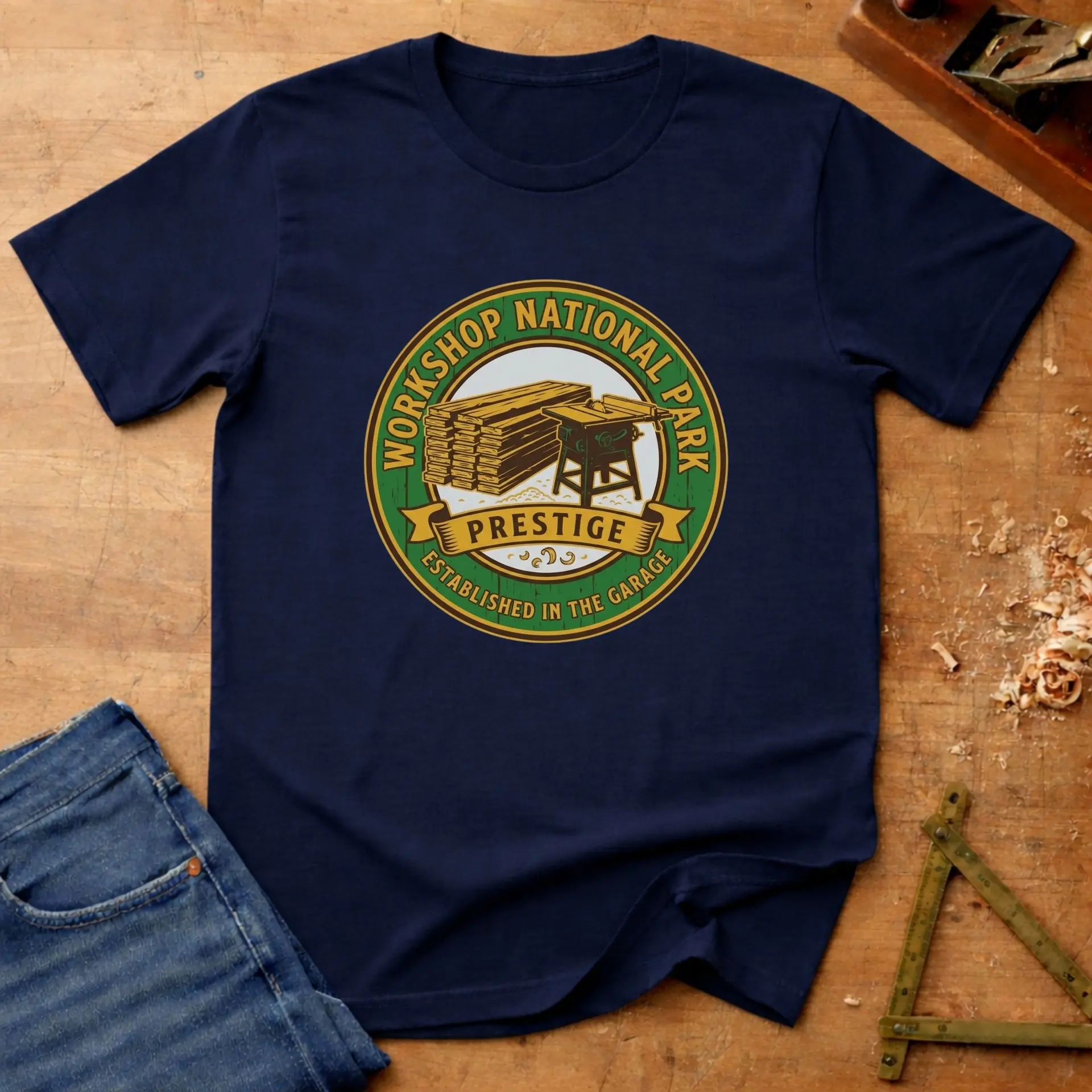 Workshop national park, funny workshop T-shirt in Navy