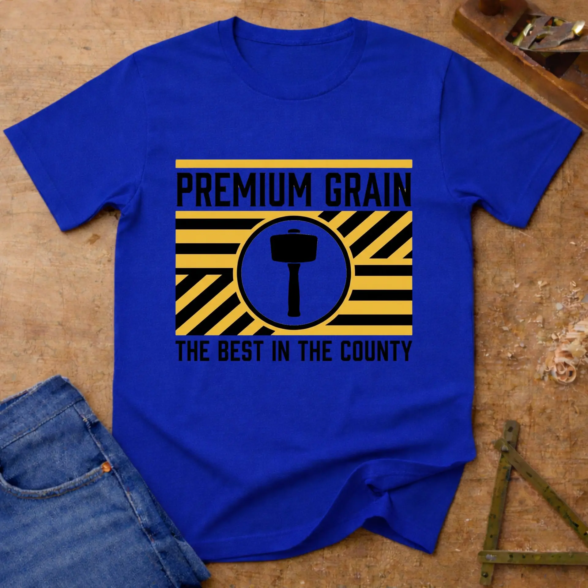 Premium Grain, woodworking T-shirt in Royal