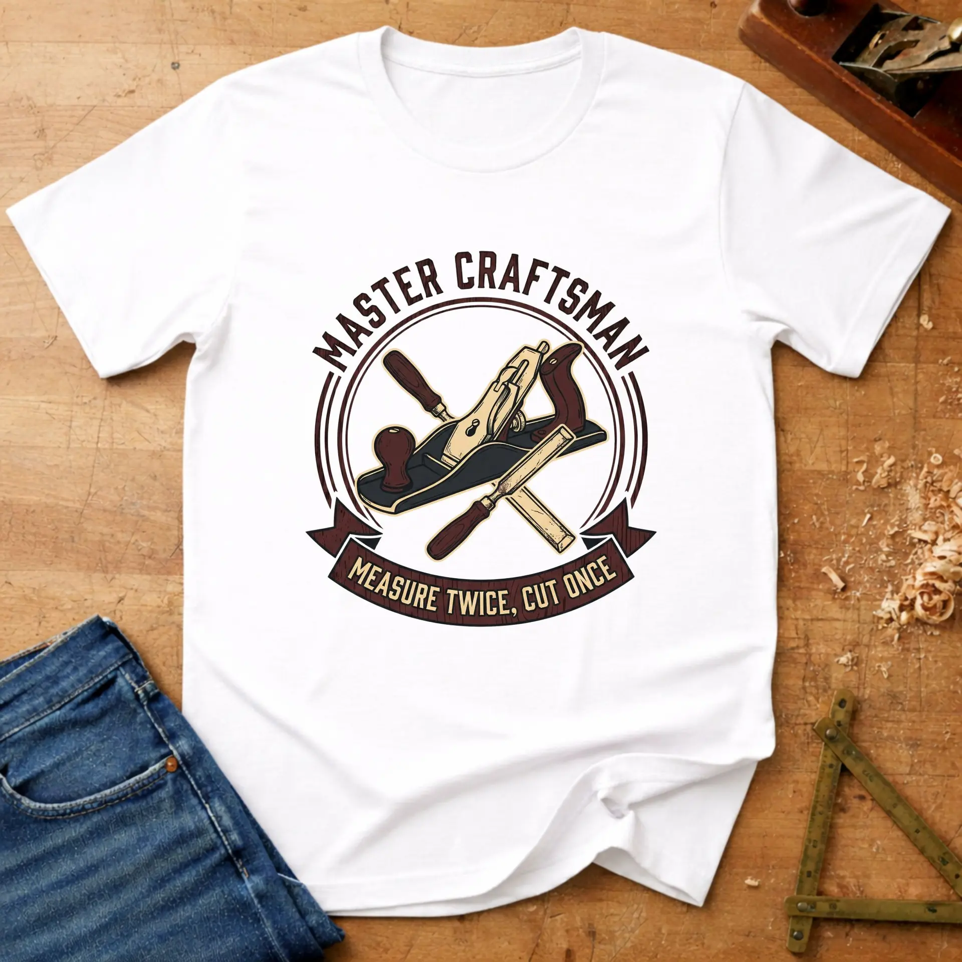 Master Craftsman, woodworking T-shirt in White