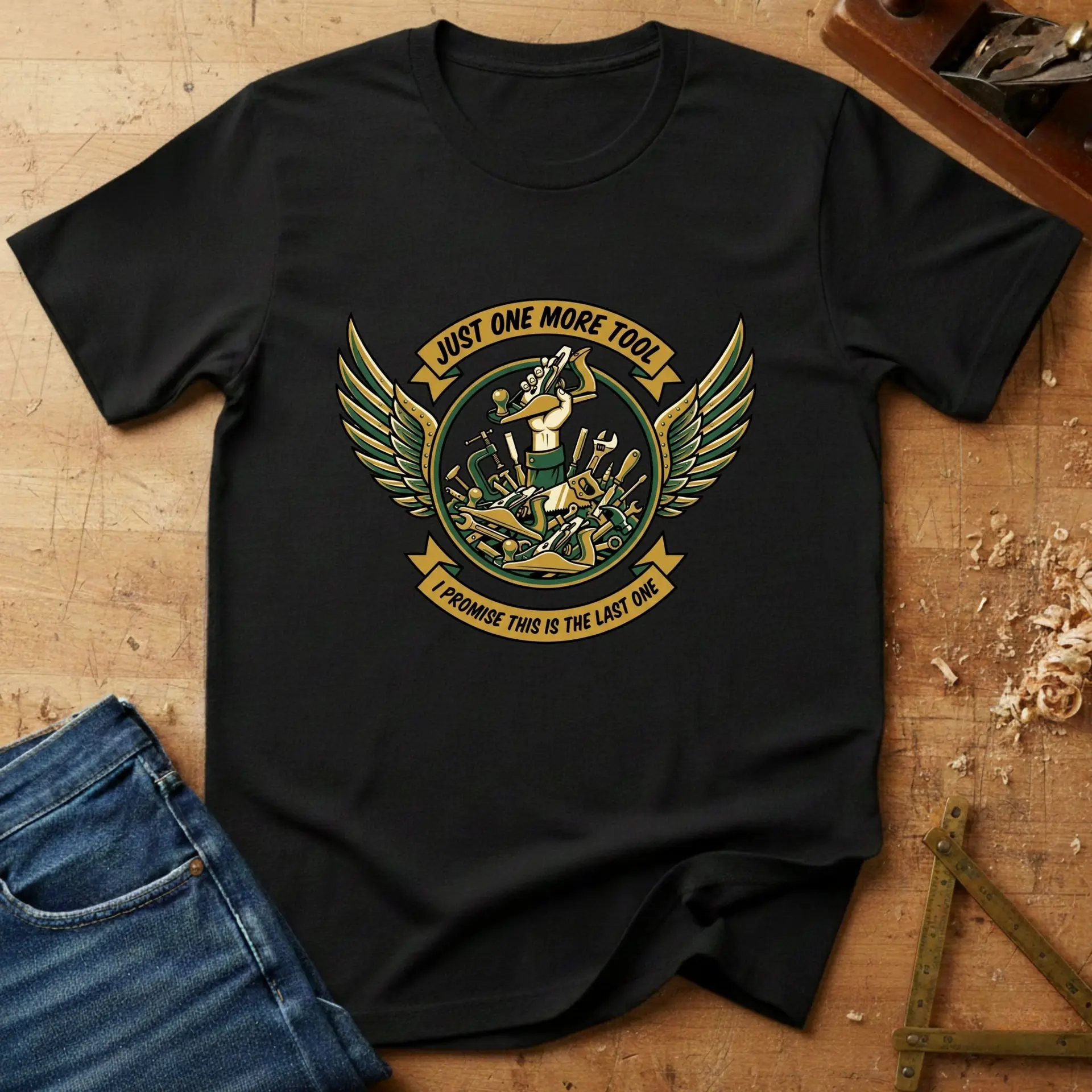 Just One More Tool, funny workshop T-shirt