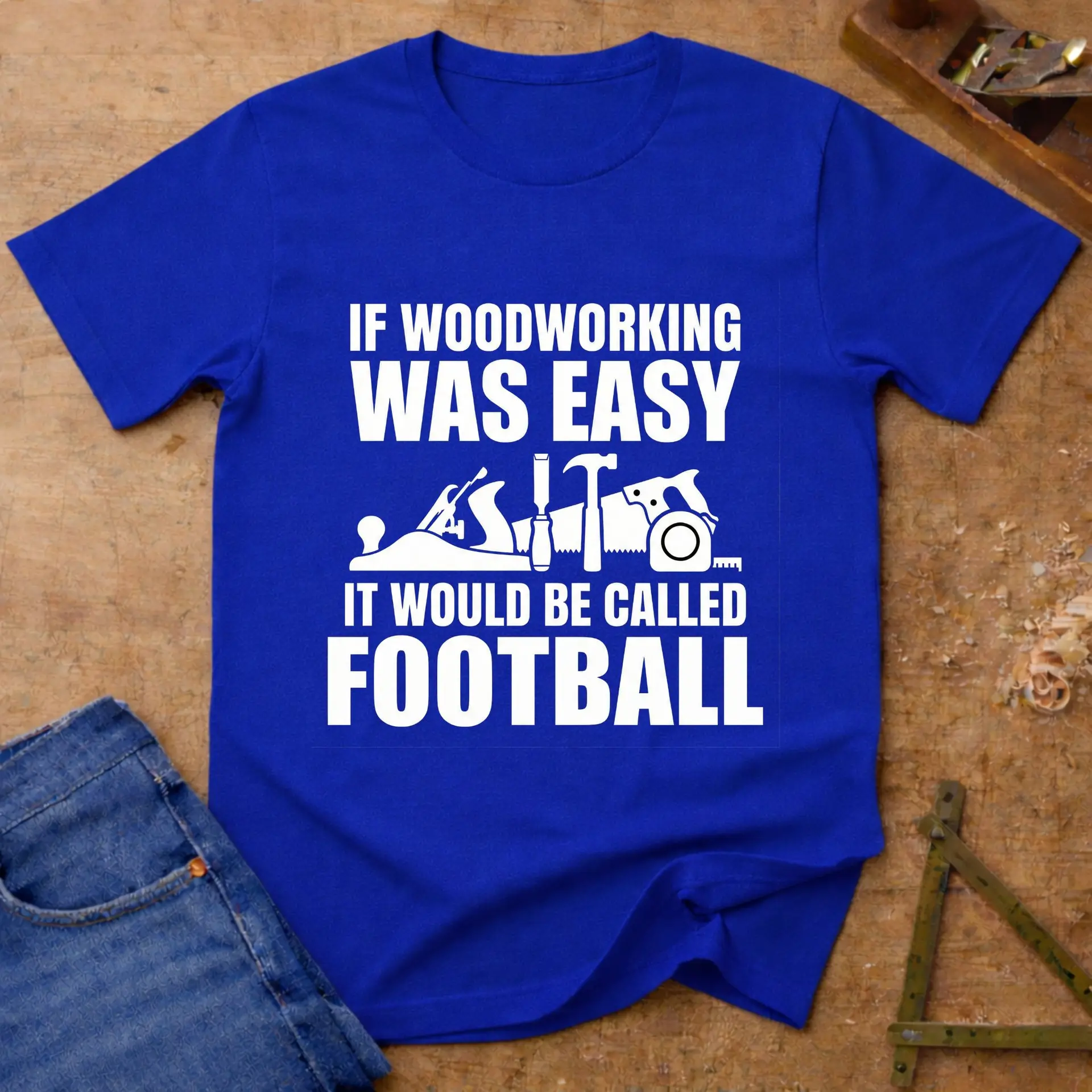 If Woodworking was easy, funny woodworking T-shirt in Royal